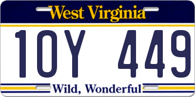 WV license plate 1OY449