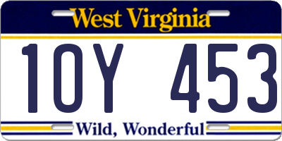 WV license plate 1OY453