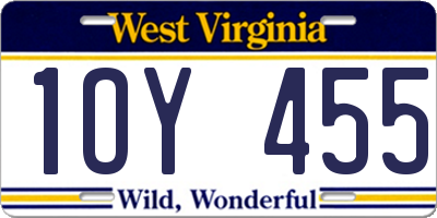 WV license plate 1OY455