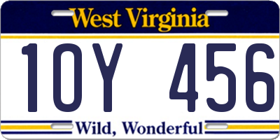 WV license plate 1OY456