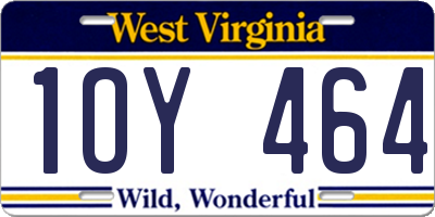 WV license plate 1OY464