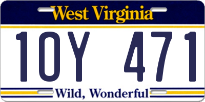 WV license plate 1OY471
