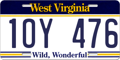WV license plate 1OY476