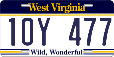 WV license plate 1OY477