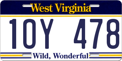 WV license plate 1OY478