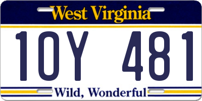 WV license plate 1OY481