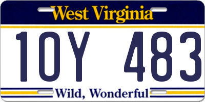 WV license plate 1OY483