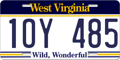 WV license plate 1OY485