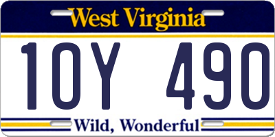 WV license plate 1OY490
