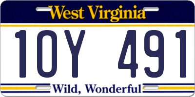 WV license plate 1OY491