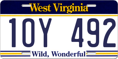 WV license plate 1OY492