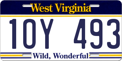WV license plate 1OY493