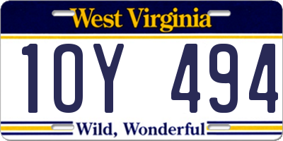 WV license plate 1OY494