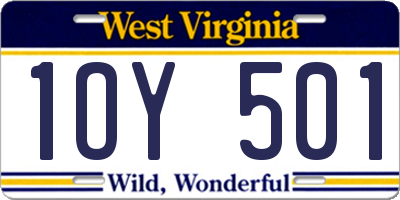 WV license plate 1OY501