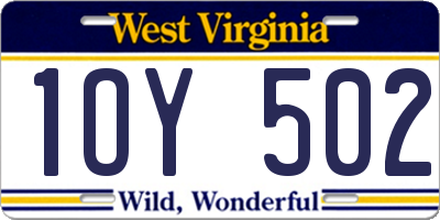WV license plate 1OY502