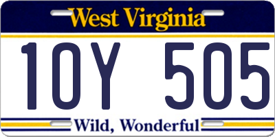 WV license plate 1OY505