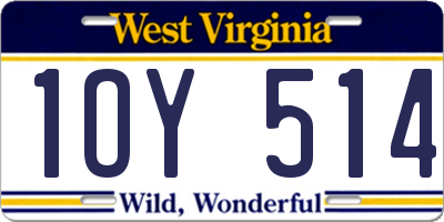 WV license plate 1OY514
