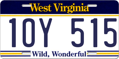 WV license plate 1OY515