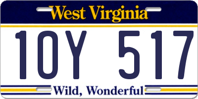 WV license plate 1OY517