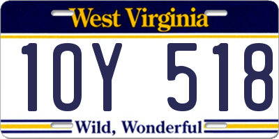WV license plate 1OY518