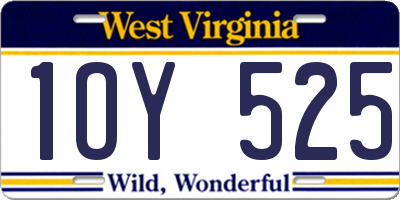 WV license plate 1OY525