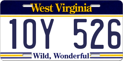 WV license plate 1OY526