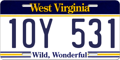 WV license plate 1OY531