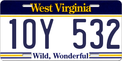 WV license plate 1OY532