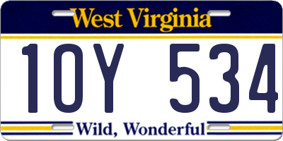 WV license plate 1OY534