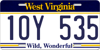 WV license plate 1OY535
