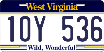 WV license plate 1OY536