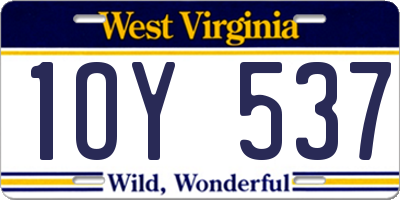 WV license plate 1OY537