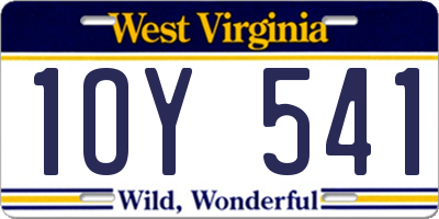 WV license plate 1OY541