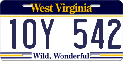 WV license plate 1OY542