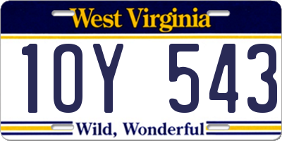 WV license plate 1OY543