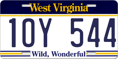 WV license plate 1OY544