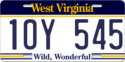 WV license plate 1OY545