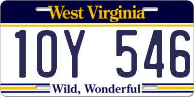 WV license plate 1OY546