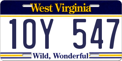 WV license plate 1OY547