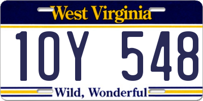 WV license plate 1OY548