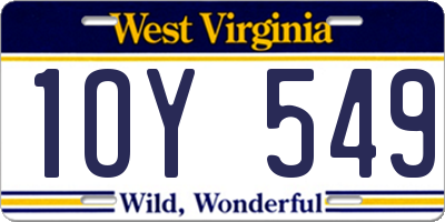 WV license plate 1OY549