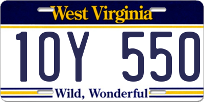 WV license plate 1OY550