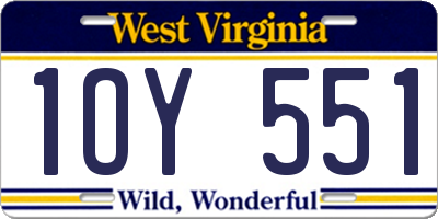 WV license plate 1OY551