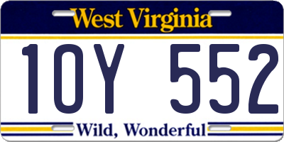WV license plate 1OY552