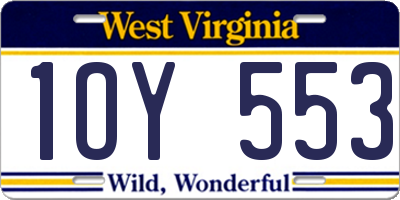 WV license plate 1OY553