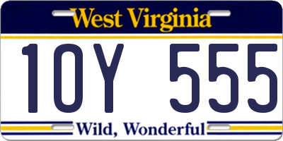 WV license plate 1OY555