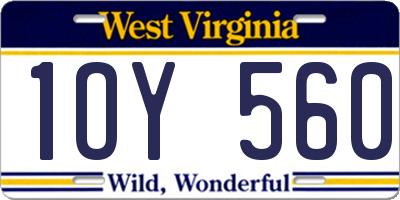WV license plate 1OY560