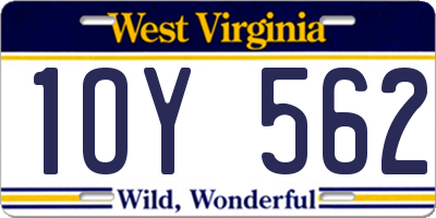 WV license plate 1OY562