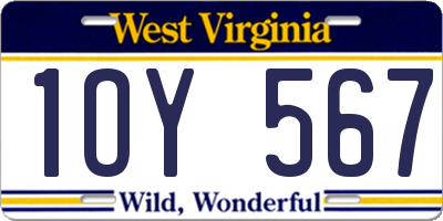 WV license plate 1OY567