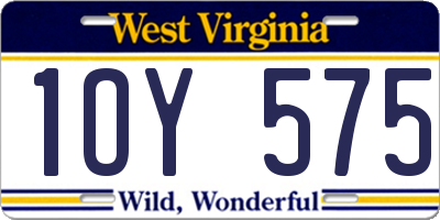 WV license plate 1OY575